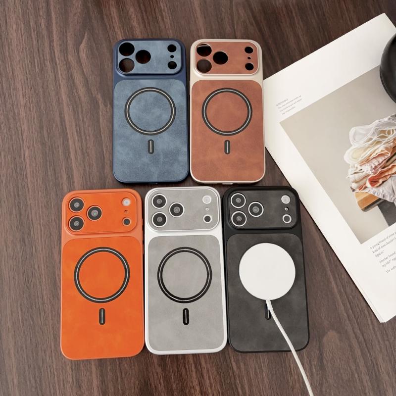For MagSafe Magnetic Wireless Charging Soft TPU+Artificial Leather Phone Case For iPhone 17 Pro Max 15 13 14 16 Pro Max Cover