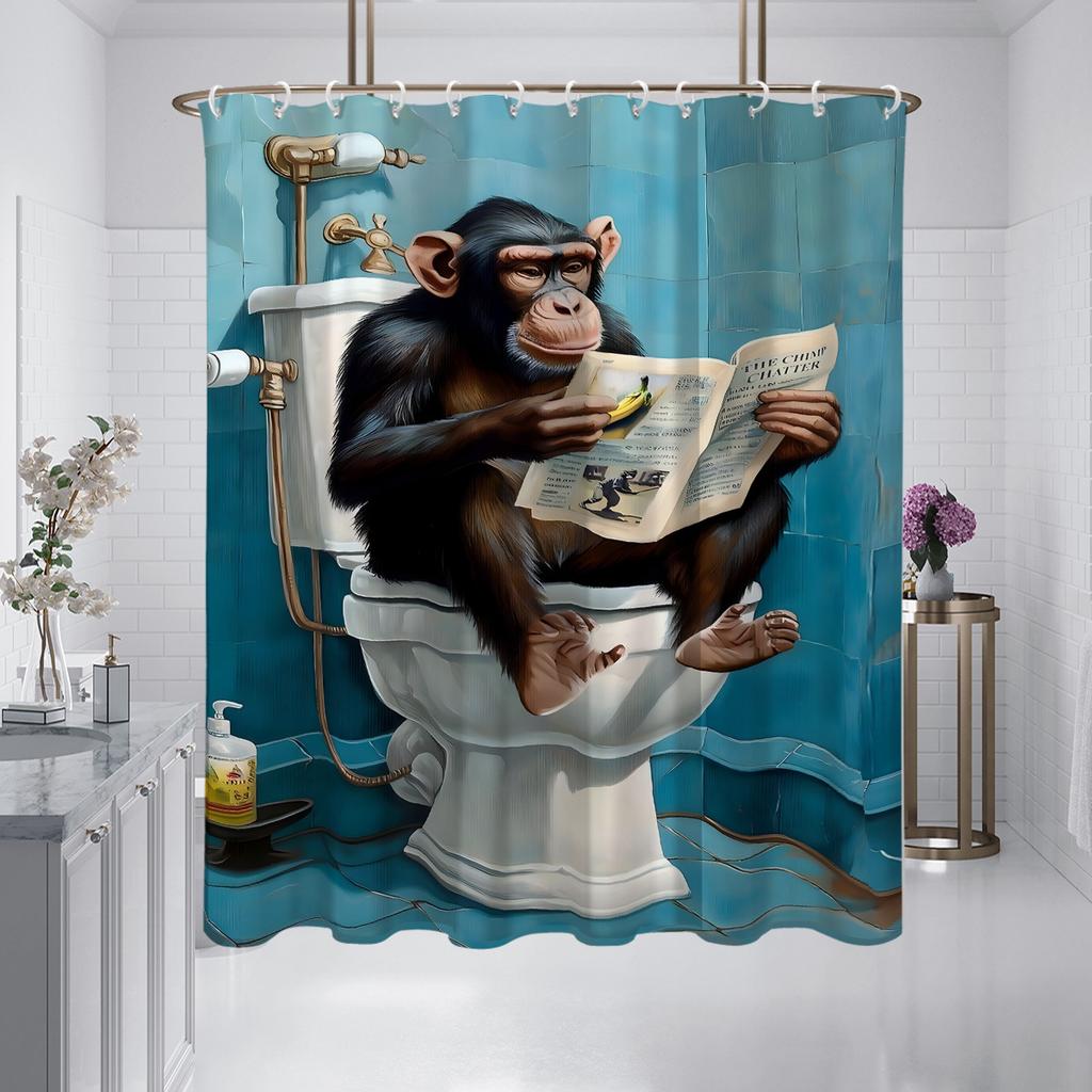 Humorystyczna zasłona prysznicowa z małpką: Odkryj osobliwy design, miękki materiał i radosną atmosferę dla Twojej wyjątkowej łazienki.