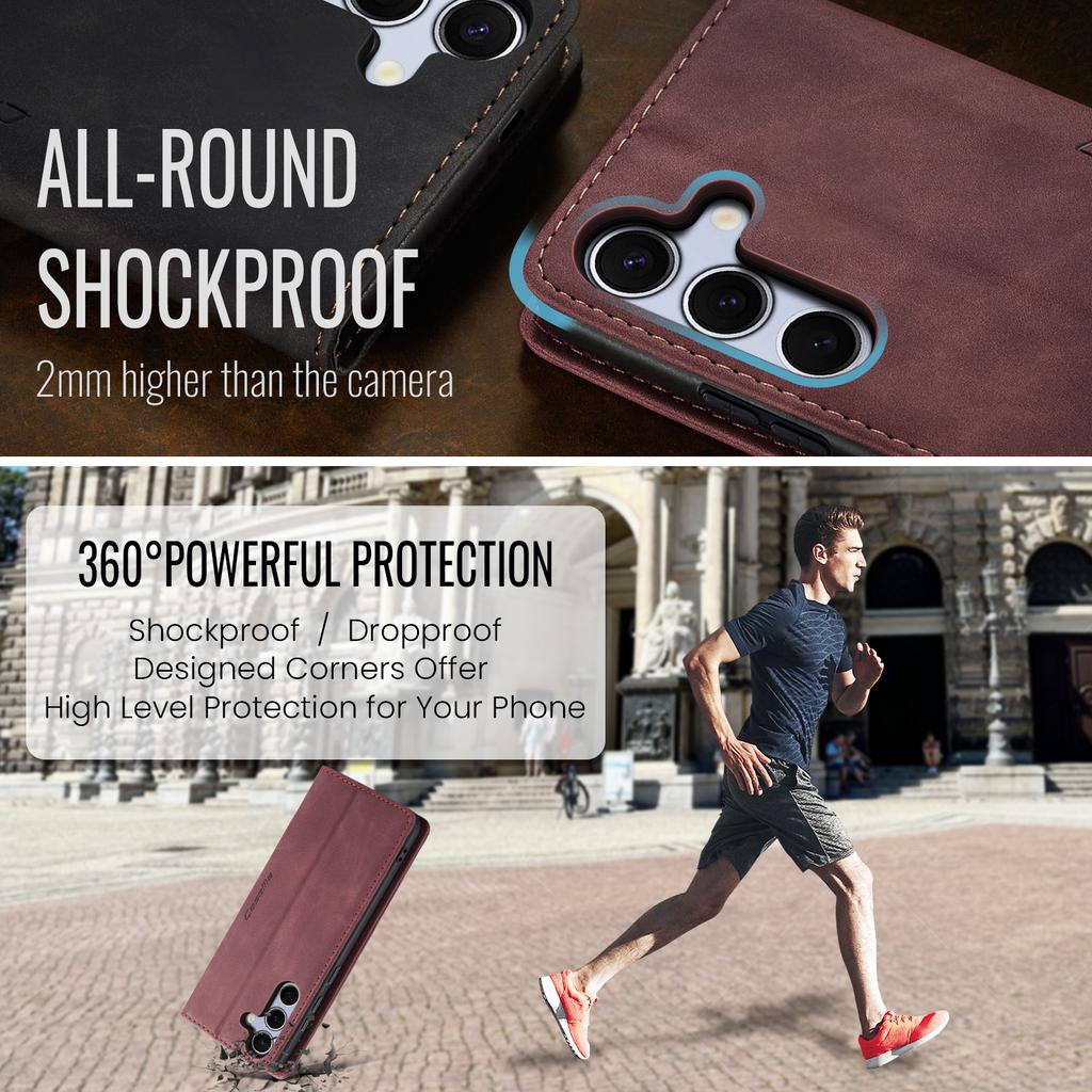 Pro Samsung Galaxy S25 FE Peněženkové pouzdro CASEME řady 013 Kryt na telefon z PU kůže Stojánek