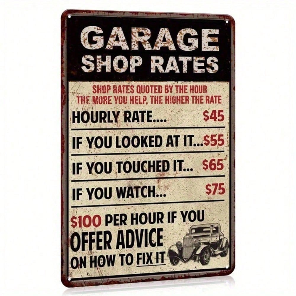 Tin Sign Metal Poster Vintage Garage Decoration, Aluminum Wall Art Waterproof for Auto Shop