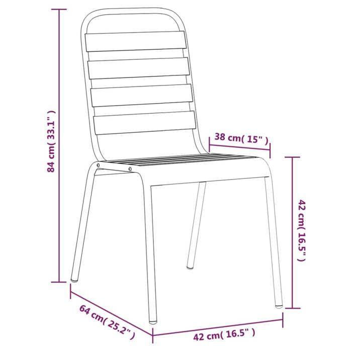 VidaXL Ensemble à manger de jardin 3 pcs anthracite acier, ensemble de salle à manger, ensemble de salle à manger 3187985