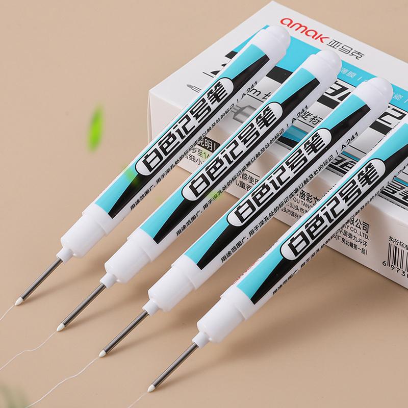 10pcs White Marker Set Oily Fine Tip Courier Waterproof Non-Fading Greeting Card Tire Glass Highlighter Pen Can Not Be Erased