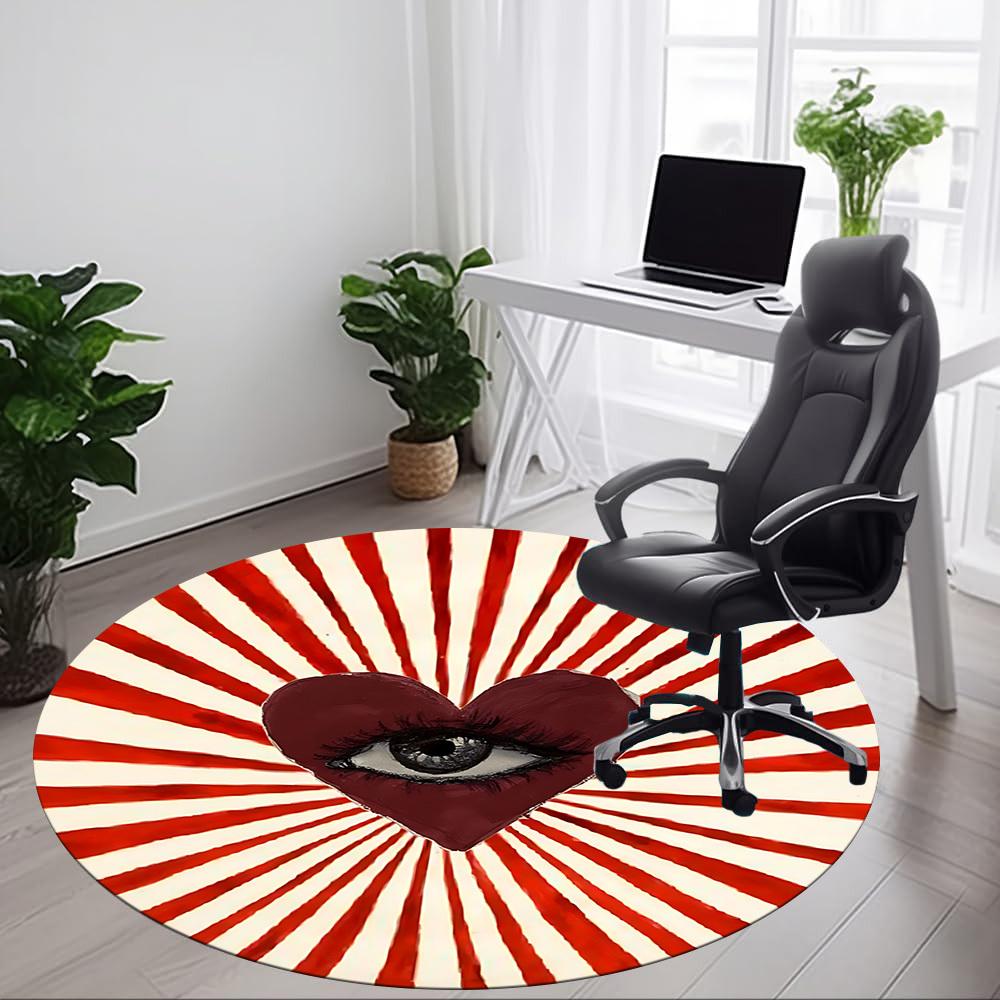 1pc Heart Eye Symbol Chair Carpet for Office, Non slip, Soft and Durable Office Rug for Interior Decoration