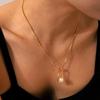 Hollow Teardrop Pearl Pendant Necklace Elegant Titanium Steel Choker