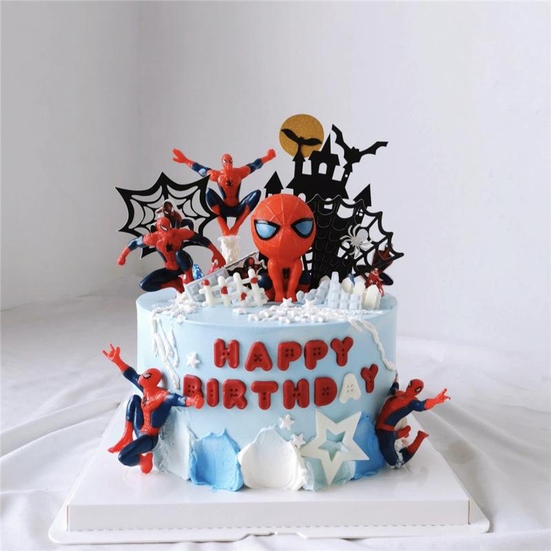 Spider-Man Cake Figurine, Cartoon Toy Baking Accessory for Boys' Birthday Desserts