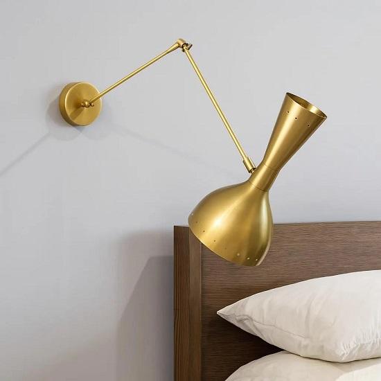 Handcrafted Stilnovo Diabolo Wall Sconce  Mid-Century Modern Brass Adjustable Reading Light Fixture