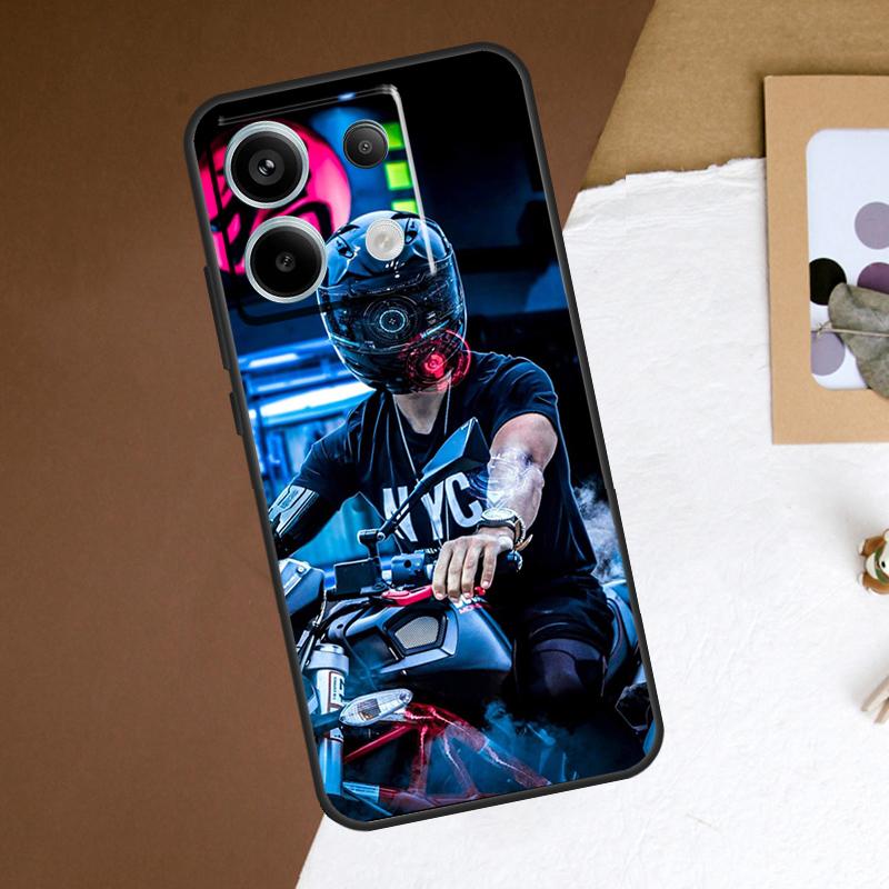 Neon Motorcycle Biker Phone Case For Redmi Note 12 13 Pro Plus 9 10 11 Pro 9S 10S 11S 12S Redmi 10C 12C 13C Cover