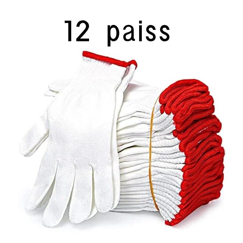 Guanti in nylon bianco resistenti per uomo e donna - Presa antiscivolo, tessuto traspirante, assorbenti del sudore, perfetti per riparazioni domestiche e fai da te