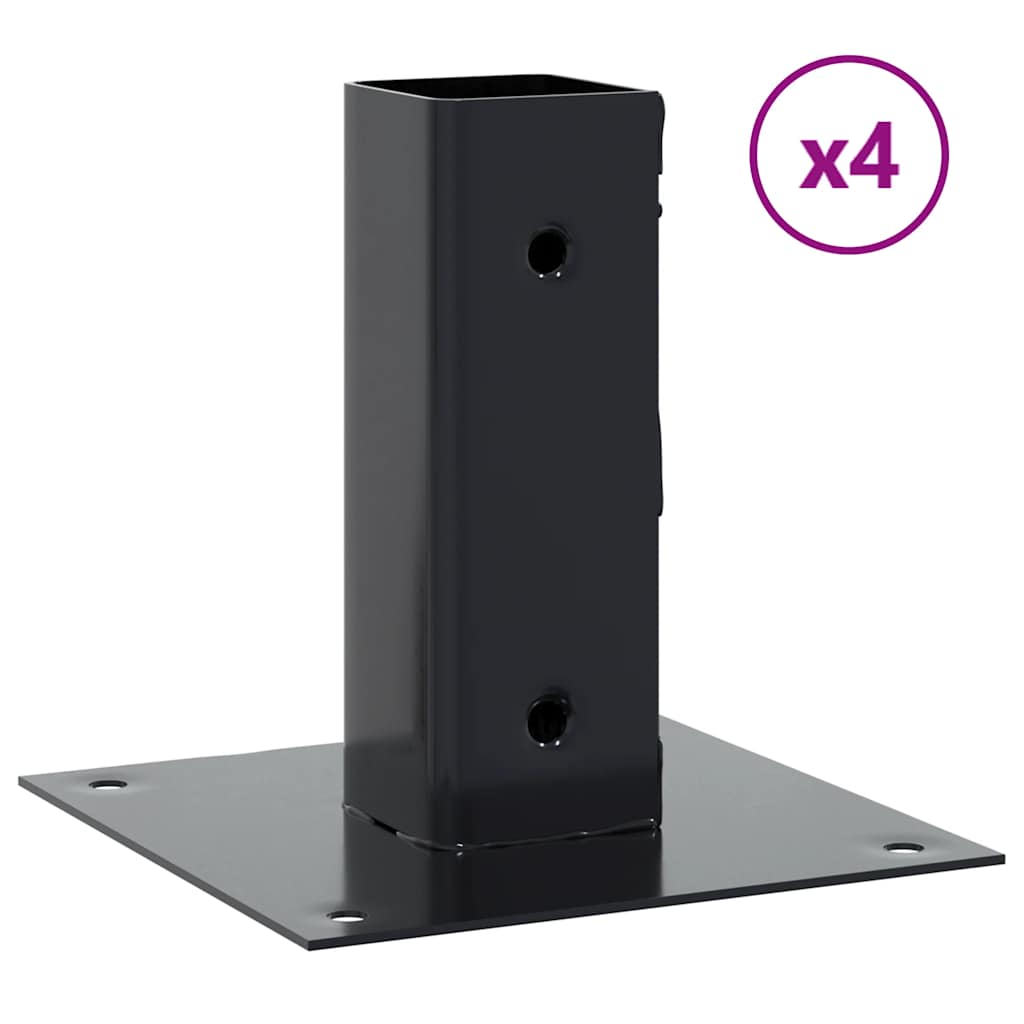 Square Post Base 4 pcs 46 x 46 mm Powder Coated Steel