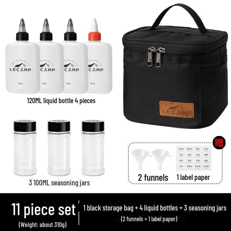 Draagbare Buitenkruidenflesjesset voor Kamperen en Picknicks met Afgesloten Olieflesjes en Opbergtas