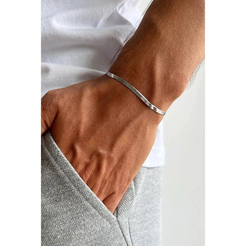 Unisex Tarnish Stainless Steel 2-piece Flat Italian Friendship Lover Couple Bracelet