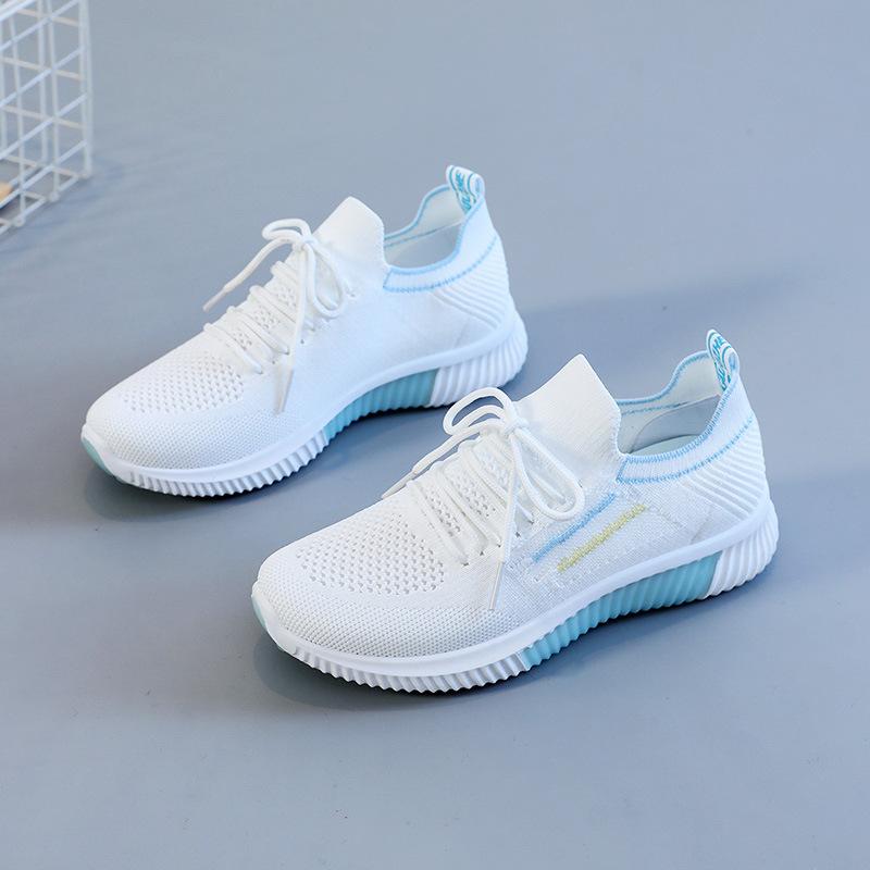 

Женская обувь зарубежного производства 2025 года, новые летающие плетеные туфли, спортивная повседневная дышащая обувь, детская мягкая подошва, модная обувь для мам 40 синий