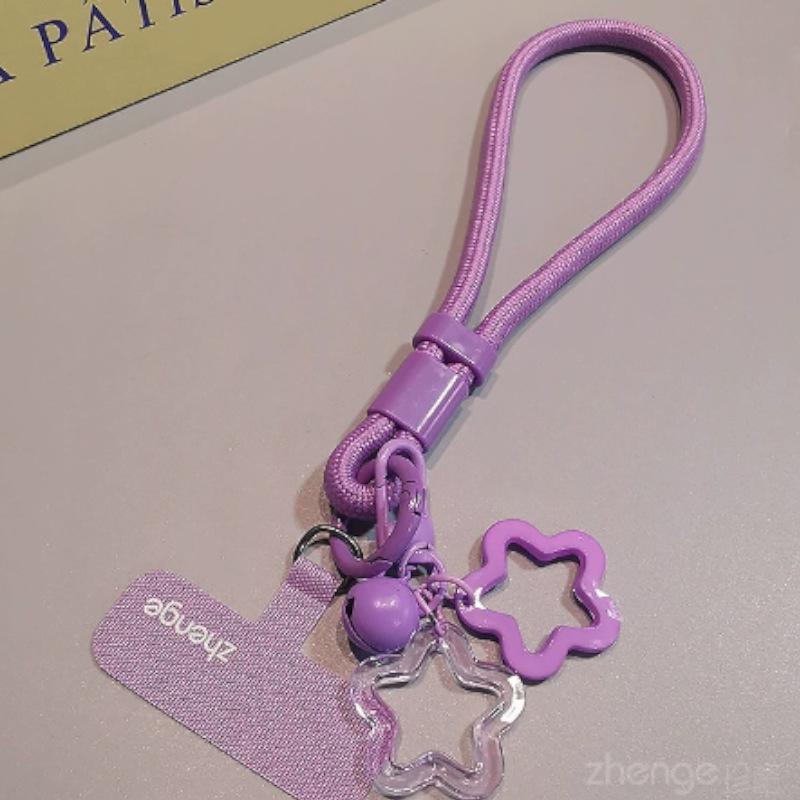 Women's Cotton Woven Phone Lanyard with Star Bell Charm and Dopamine Design