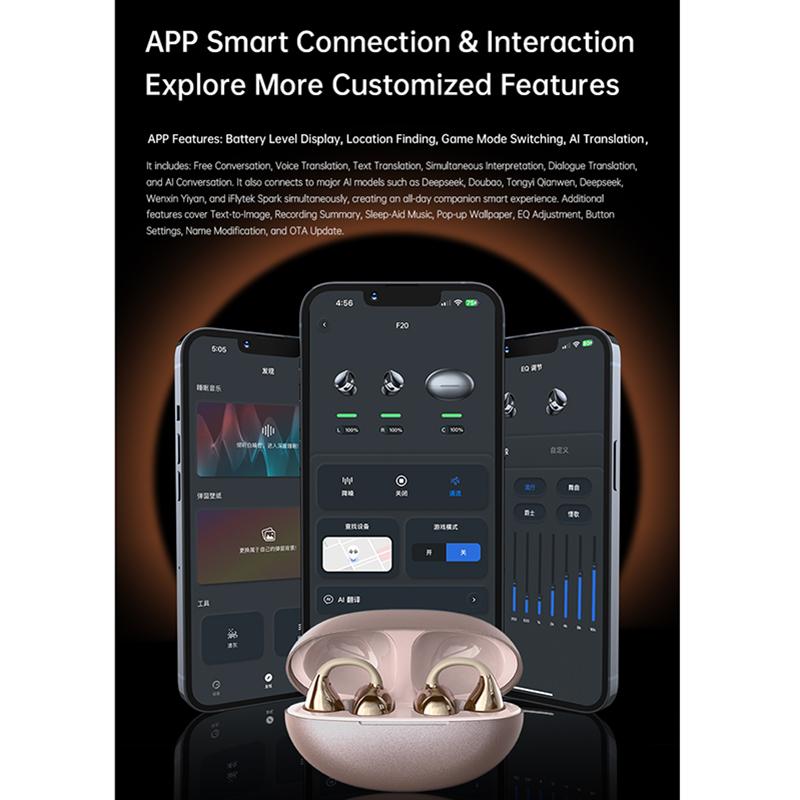 AlongChoice Ai Wireless Earphones Bluetooth 6.0 Headset Noise Cancel Microphone Painless Wear