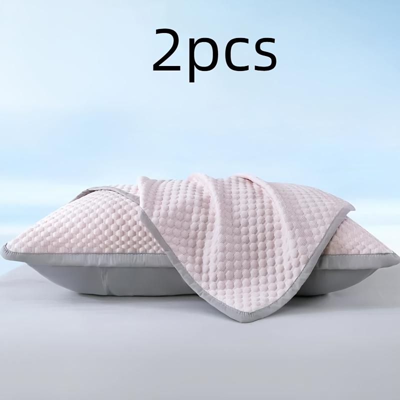 2pcs Cooling Pillowcases - Soft, Breathable 100% Polyester Bedding for Summer Comfort, Light Blue & Beige with Elegant Patterns