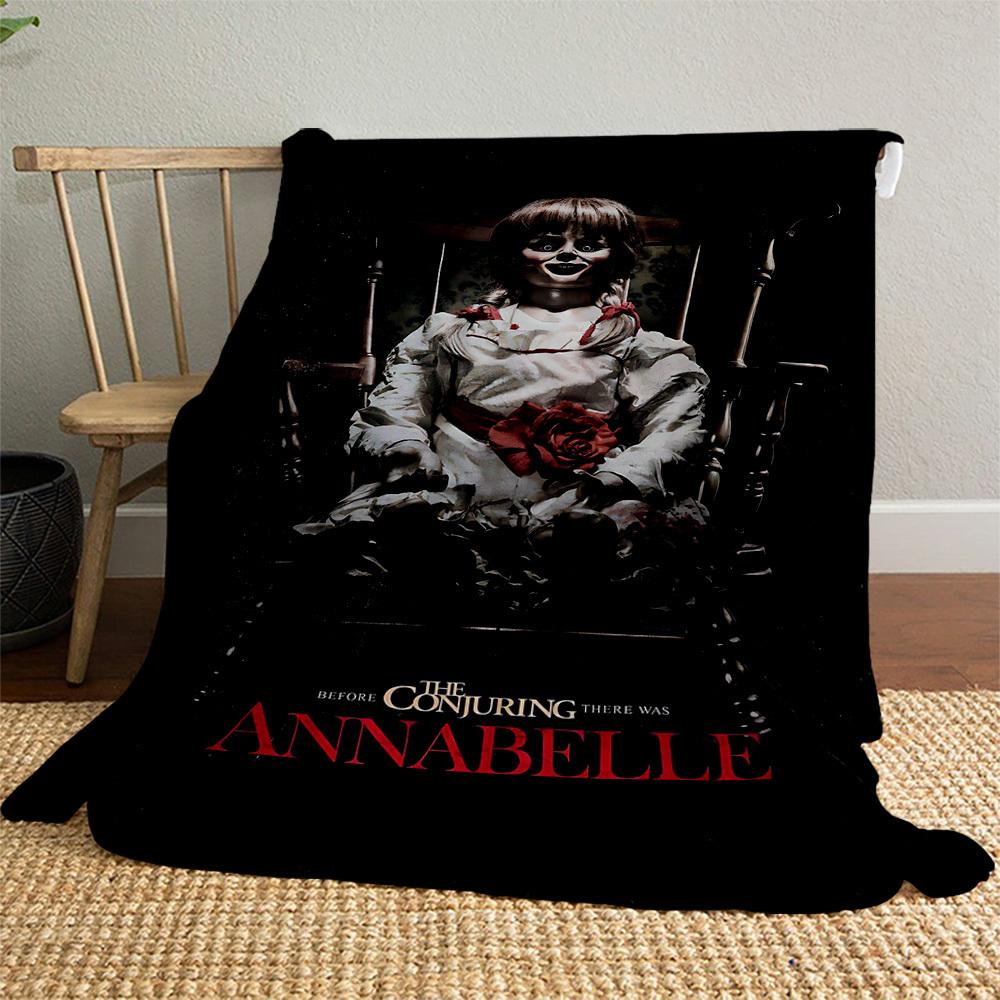 1pc ANNABELLE CONJURINGOutdoor Flannel Blanket Soft Plush Decor for Picnics, camping,Bedroom, Playroom, or Lunch Break, Perfect Gift