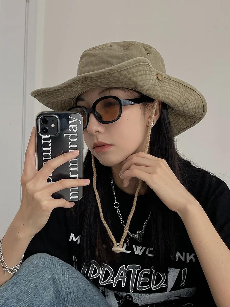 2025 Blue Cowboy Hiking Bucket Hats with String Men Denim Beach Sun Hat for Women Outdoor Couple Bob Panama Summer Fisherman Cap