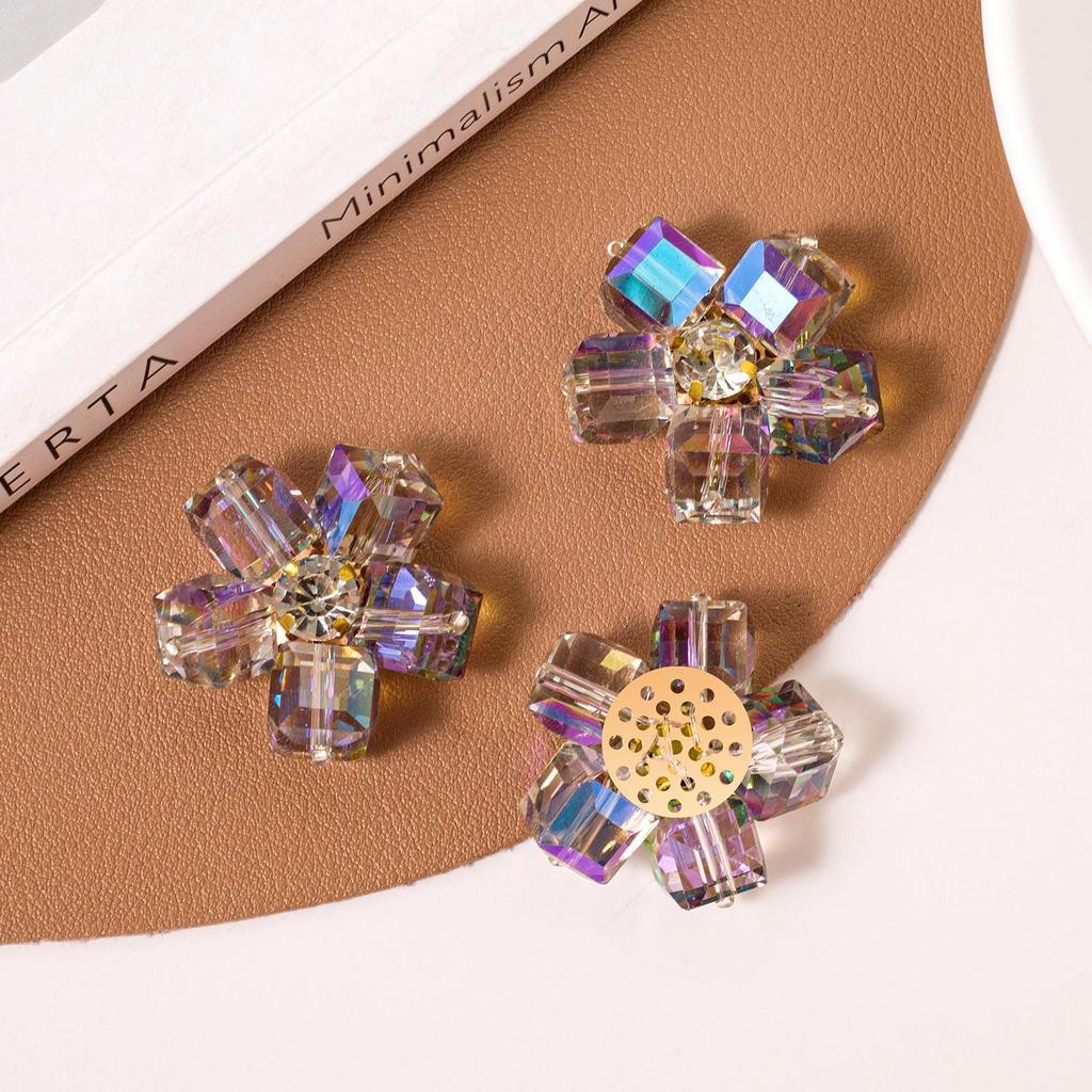 Parches de Tela con Flor de Pedrería de Cristal Coreana Cosidos a Mano para Accesorios de Bricolaje