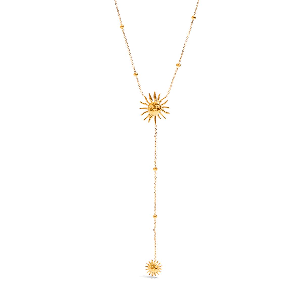 

Yori Smiley Sun Pendant Y-Shaped Chain for Women High Quality Stainless Steel 18 K Metal Texture Choker Necklace Anniversary