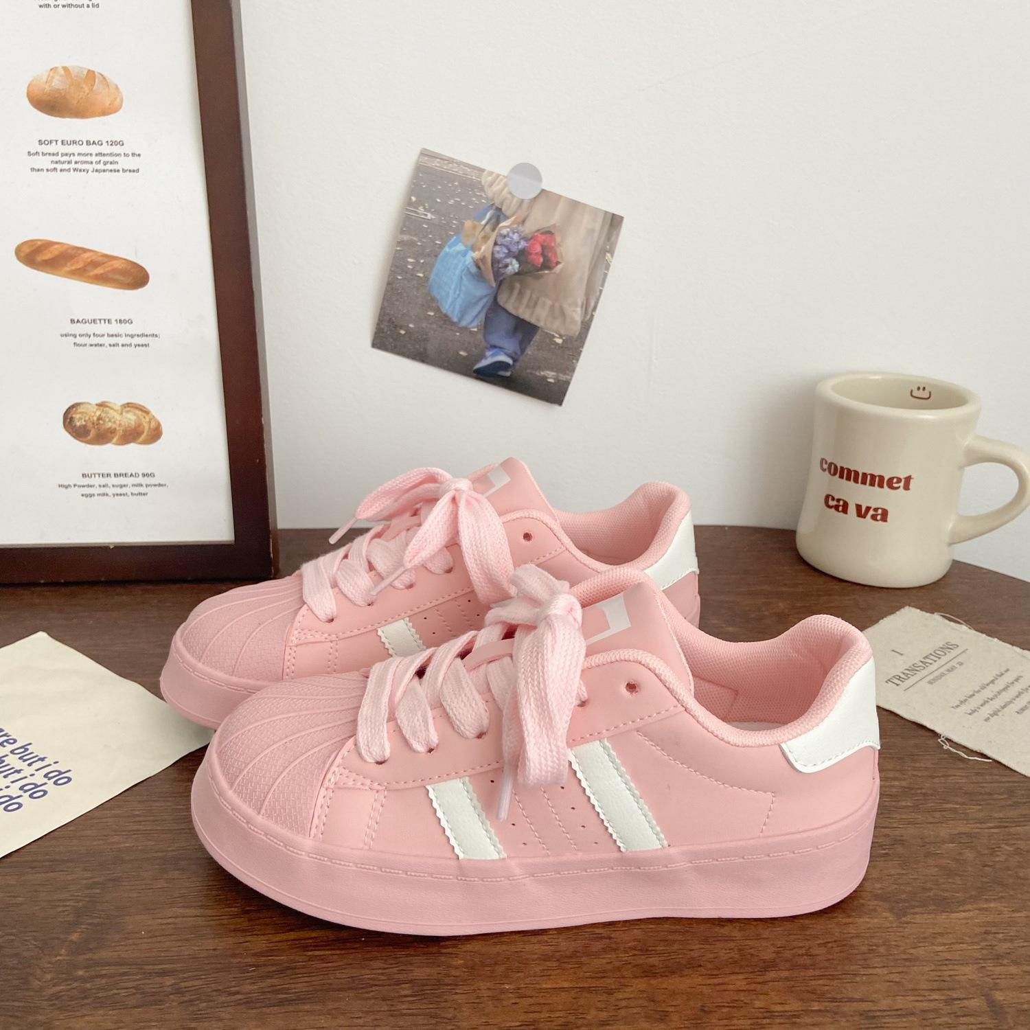 

Niche shell little white shoes women s spring and summer new cute casual sports shoes trendy versatile student board shoes 35 розовый