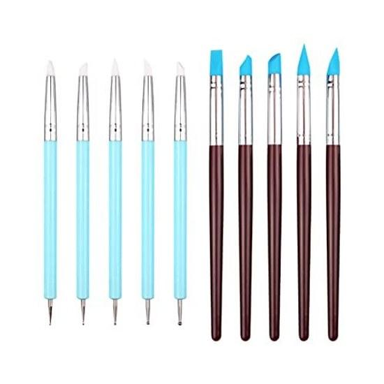 Silicone Brush 10-piece Set Pens Clay Tools Sculpting Nail Resin Coloring Paint Brushes Modeling Shaping Crafts Pottery Statues Sculpture Carving DIY