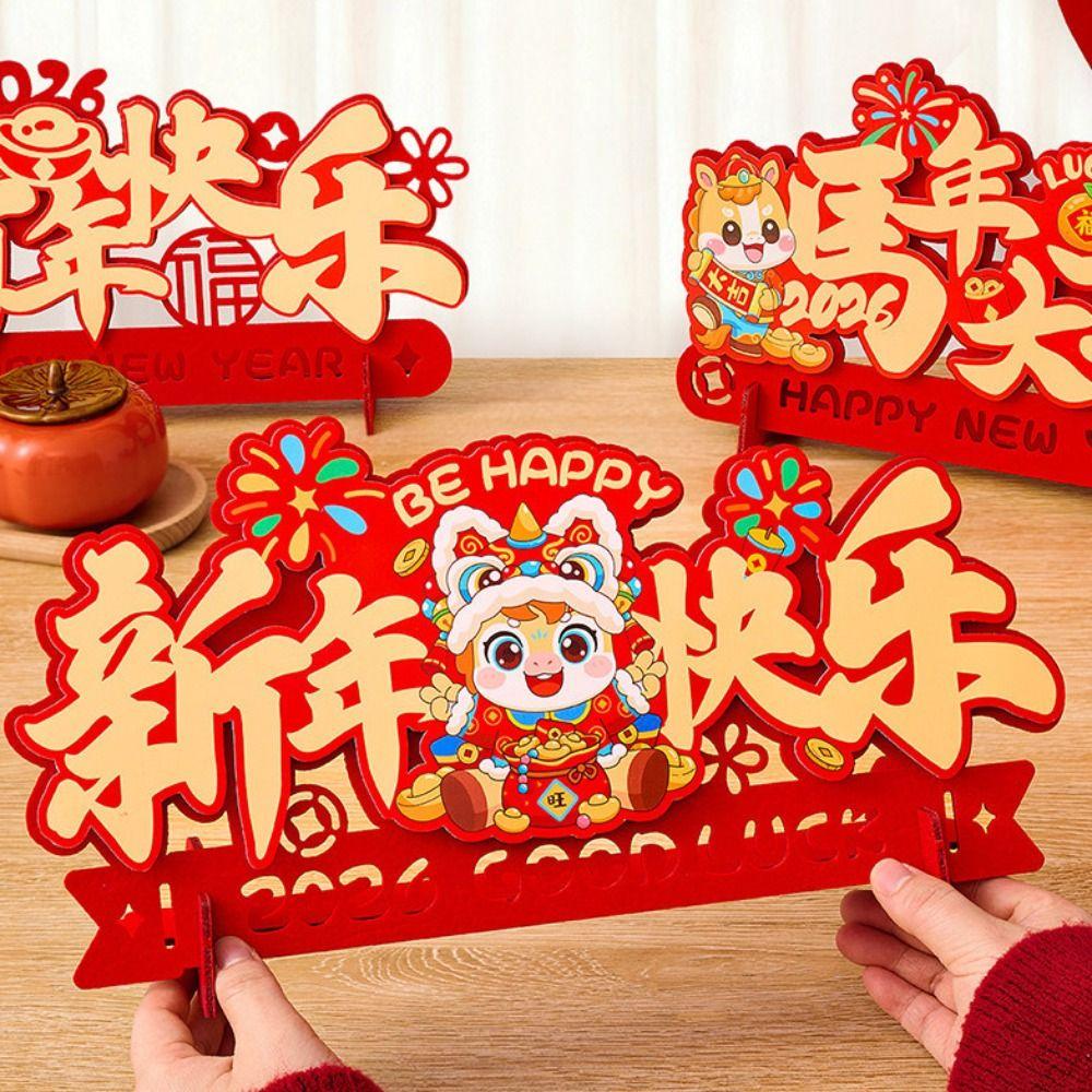 Cartoon Horse Year Ornament Zodiac Horse Blessing Felt Fortune Ornaments Traditional Chinese Style Fu Character Decoration