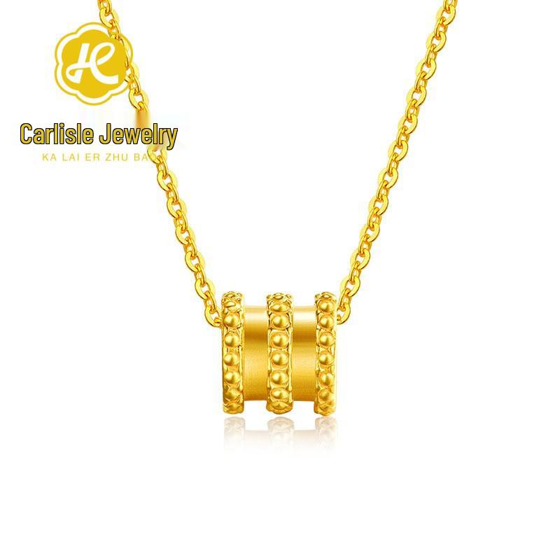 Shuibei 999 Fine Gold Slim Waist Necklace: 3D Hard Gold Women's Pendant Charm, Popular Live Broadcast Hot Seller.
