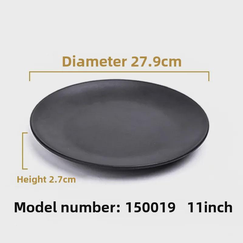 Melamine Black Tableware: Imitation Porcelain Plate for Cold Dishes, BBQ, Hot Pot, and Commercial Use.