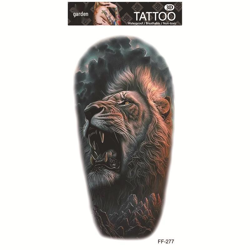 Adesivi per tatuaggi impermeabili Yuanhua - Totem con testa di lupo e disegni di testo arabo