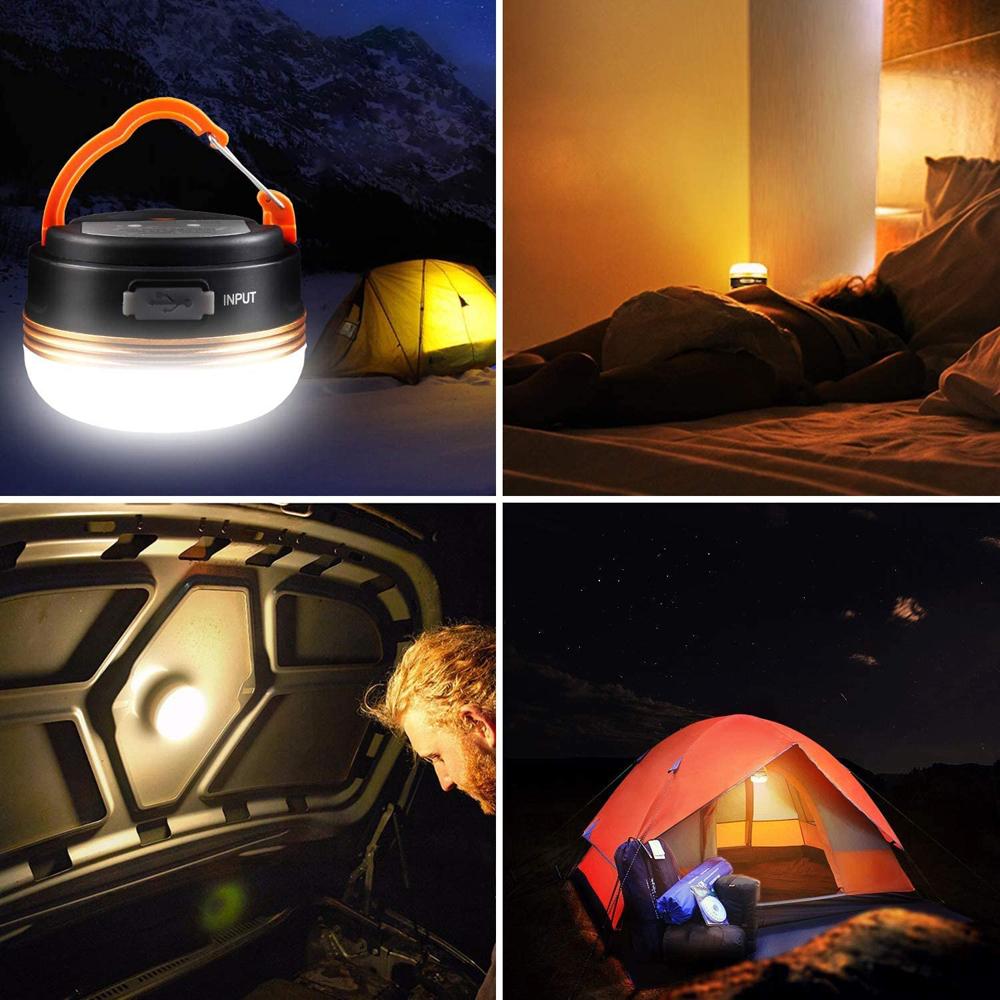 LED Camping Lantern USB Rechargeable Portable Tent Light 1800mAh Power Bank with Magnet Base Electric Lantern Flashlight
