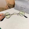Luxury Shine Rhinestone Sunglasses Small Design Decoration Women Shades Retro Round Metal Sun Glasses for Travelling