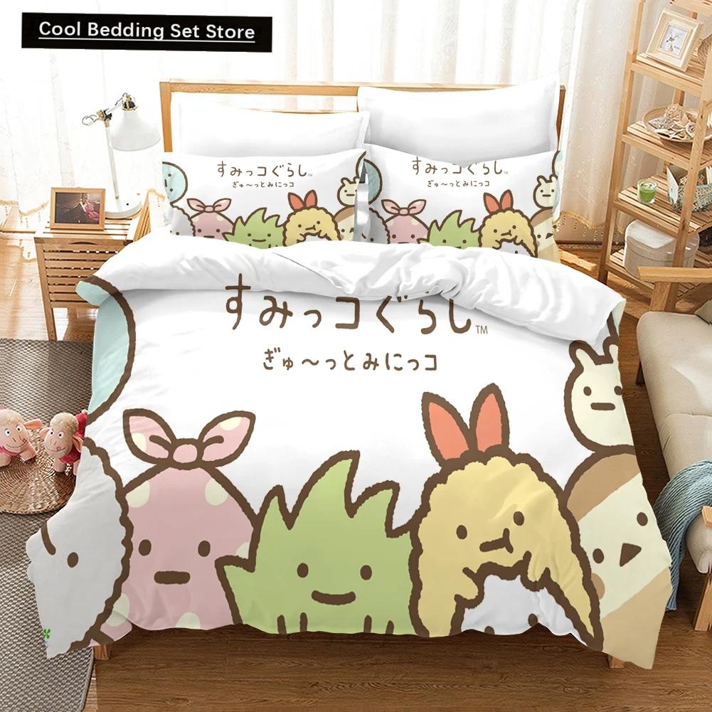 Cartoon Sumikko Gurashi Bedding Set,Duvet Cover Comforter Bed Set Quilt Cover Pillowcase,King Queen Twin Size Boys Girls Adults