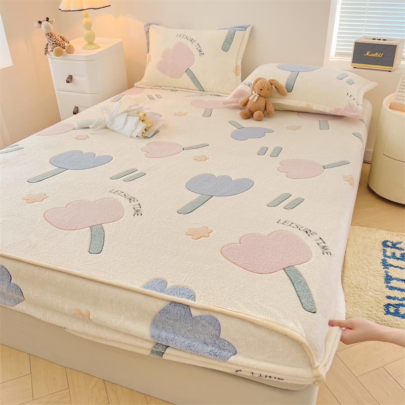 Milk Velvet Bedspread Winter Thick Bed Cover Fleece Bed Sheet Single Piece Bedding Set Cozy Warm Bedspread For Ultimate Comfort