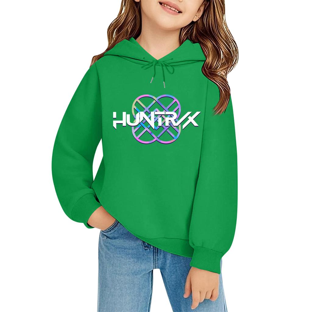 Kids' Long Sleeve Loose Pullover Letter Print Drawstring Hooded Sweatshirt