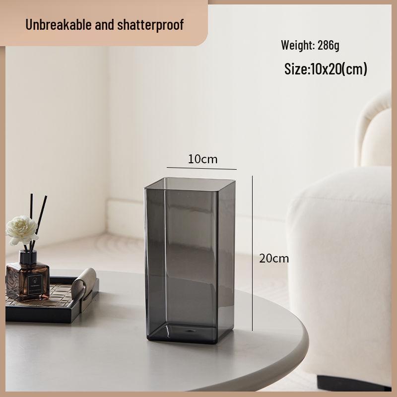 Transparent Acrylic Square Vase, Drop-Proof, for Flower Arrangements, Lucky Bamboo, and Elegant Decor in the Living Room
