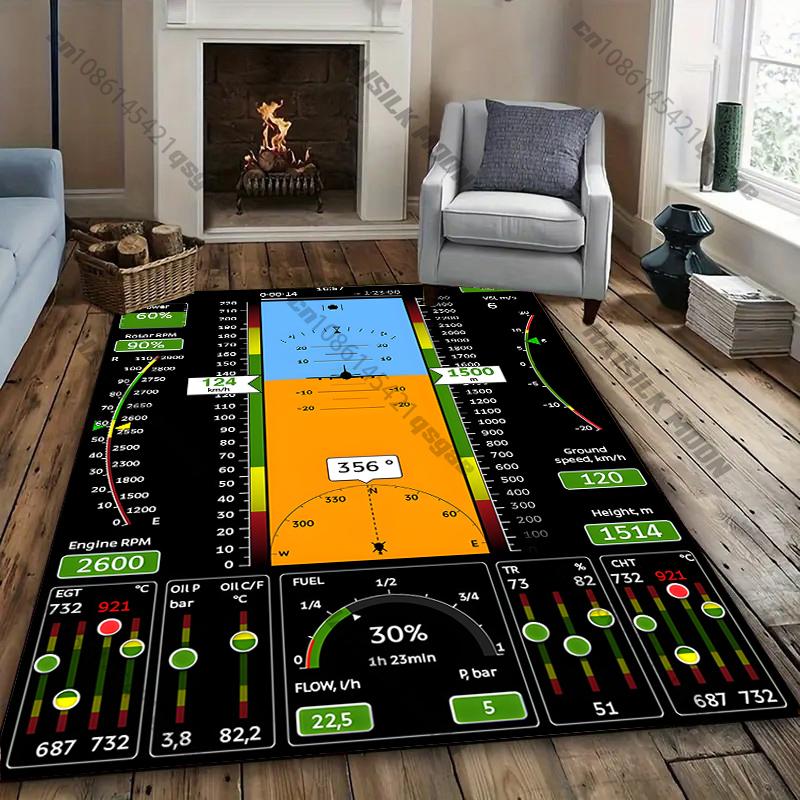 

3D HD Aircraft Instrument Panel Theme Carpet New Release! Rug for Living Room Bedroom,Office Areas,Durable Machine Washable Mat 40x60cm (16x24in)