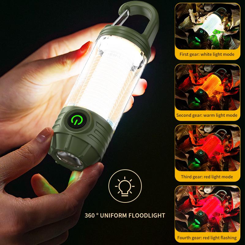 New Outdoor Camping Light with Multiple Light Sources, Portable Keychain Hook, Mini Flashlight, Atmosphere Camping Light