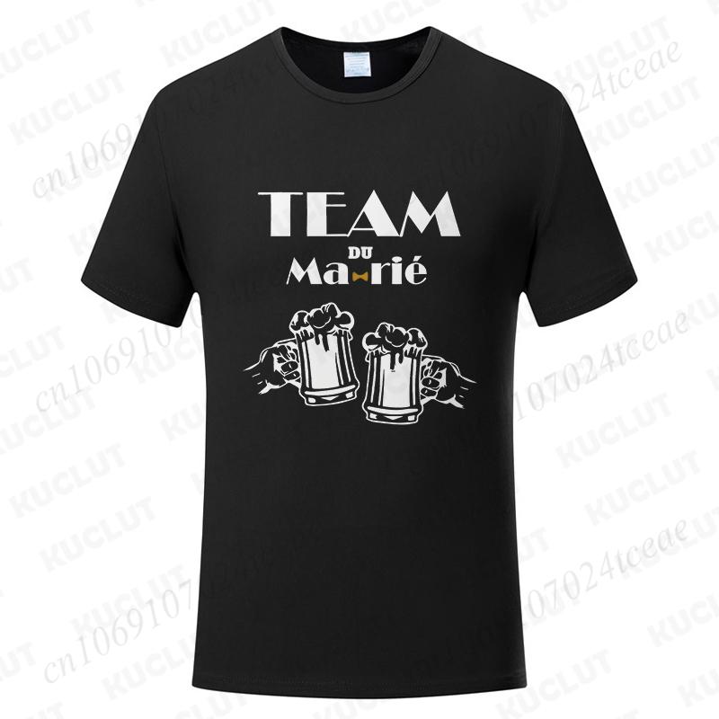 French Beer Graphic Wedding Tops Evg Team Future Groom Man Short Sleeve Tees Boyfriend Single Farewell Bachelor Party Tshirt