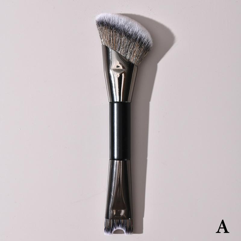 Double Head Makeup Brush Powder Blusher Brush Foundation Brush U-Shaped Nose Shadow Contour Brush Multifunctional Beauty Tool