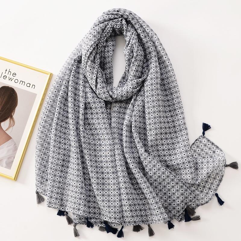 Autumn Fashion Aztec Geometric Tassel Viscose Shawl Scarf Lady High Quality Wrap Pashmina Stole Bufandas Muslim Hijab Sjaal