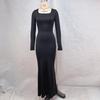 2024 Autumn/Winter Women's Slim Lace-up Square Neck Long Sleeve Evening Dress