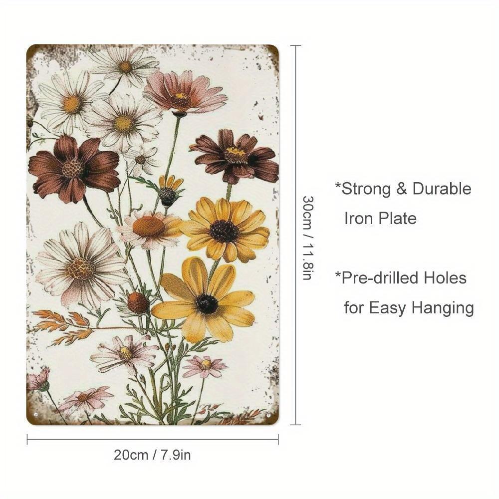 

Vintage Sunflower Wildflowers Metal Wall Art Sign Rustic Iron Plaque with Autumn Floral Design Farmhouse Decor for Garden 20x30cm（7.8x11.8inch）