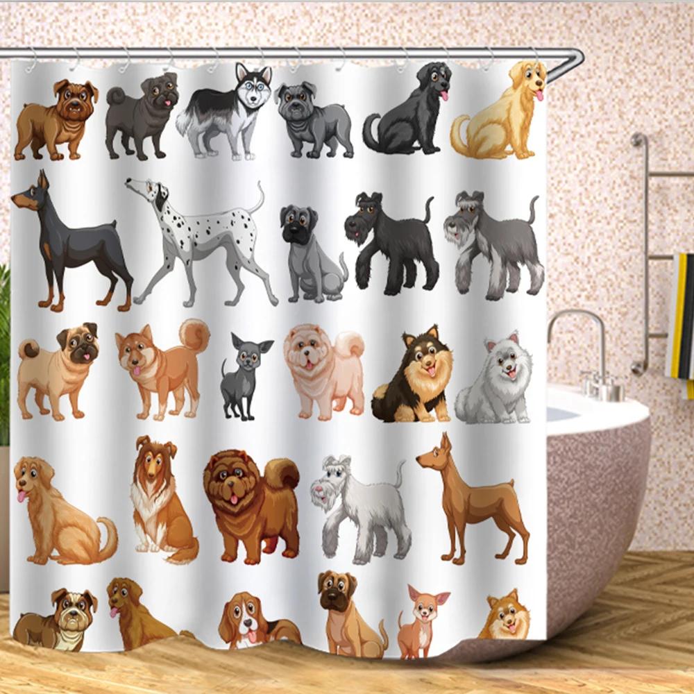 

Водонепроницаемая полиэстеровая занавеска для душа с милым котом и животным с крючками для ванной, экраны для ванной комнаты, домашний декор, настенная ткань большого размера 120X180cm