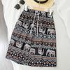 Women Summer Shorts Thiland Elephant Print Drawstring Elastic Waist Loose Soft Breathable Vacation Beach Travel Knee Length Shorts