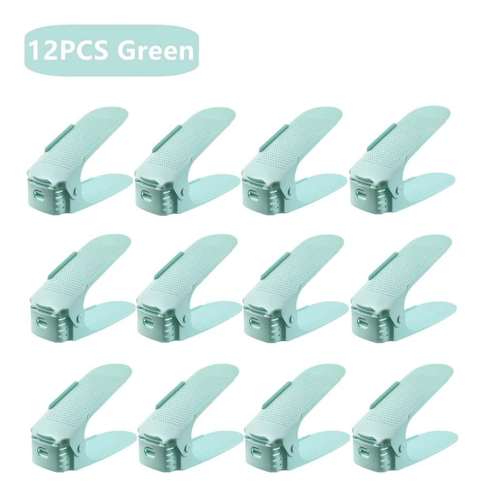 12Pcs Adjustable Shoe Organizer Shoe Support Rack, Space Saving Shoe-Shelf for Closet, Shoe Organizer Shoe Rack for Cabinet