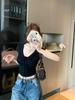Korean Style Lace Patchwork V-neck Short Sleeve T-Shirt for Women's Summer Slimming Pure Desire Style Tied Versatile Short Top