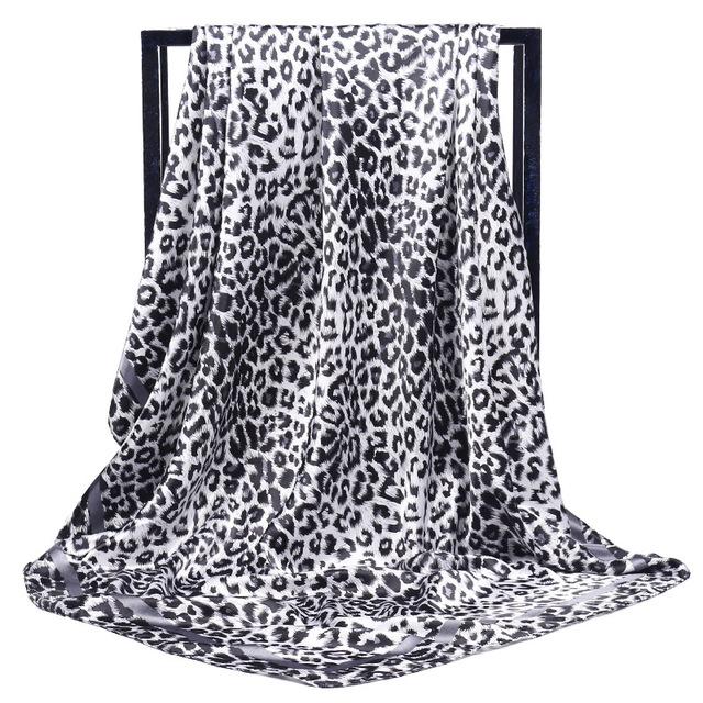Fashion Kerchief Silk Satin Neck Scarf For Women Print Hijab Scarfs Female 90*90Cm Square Shawls And Wraps Scarves For Lady