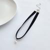 Vintage allgleiches Temperament schwarzes Samtband falscher Perlenanhänger Halsband Halsband Halsbandkette Damen