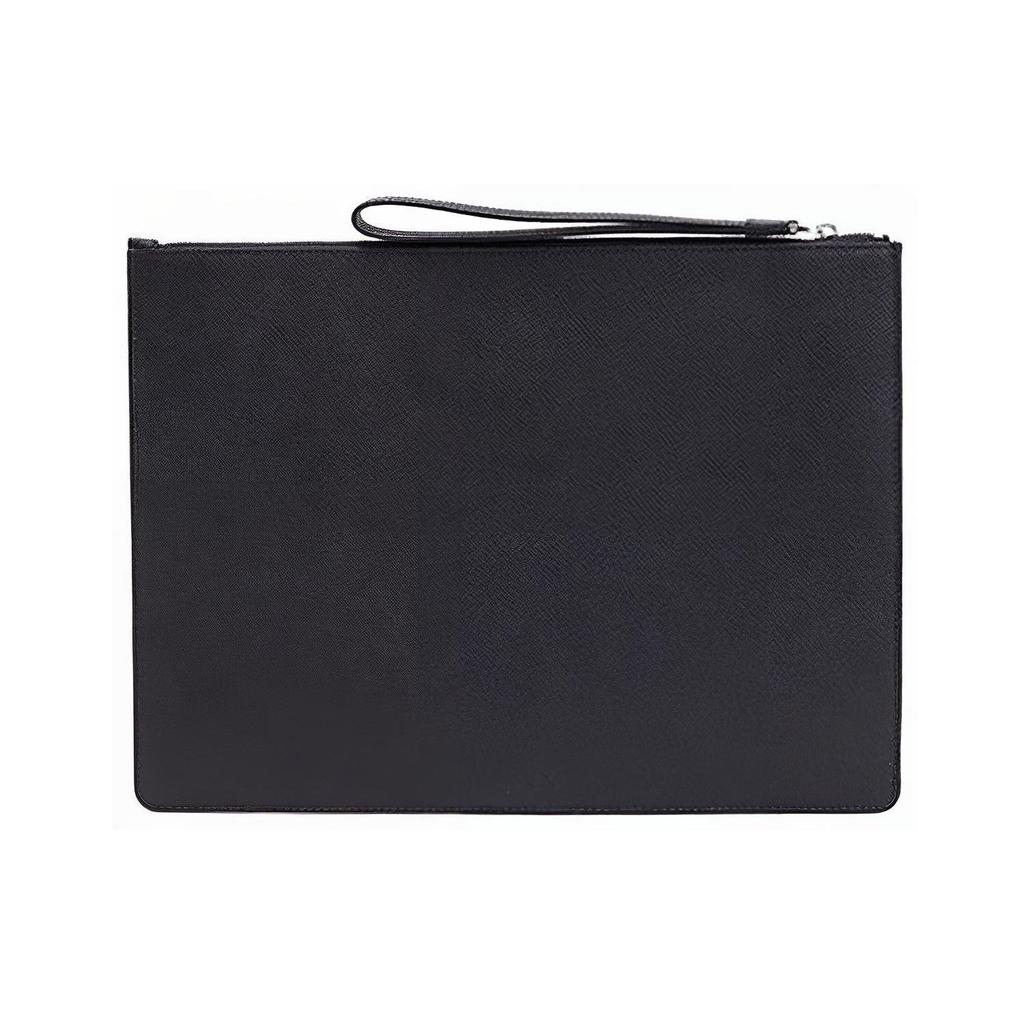 Bally Striped Decorated Leather Clutch Men Clutch Black THALDEN-LT-10
