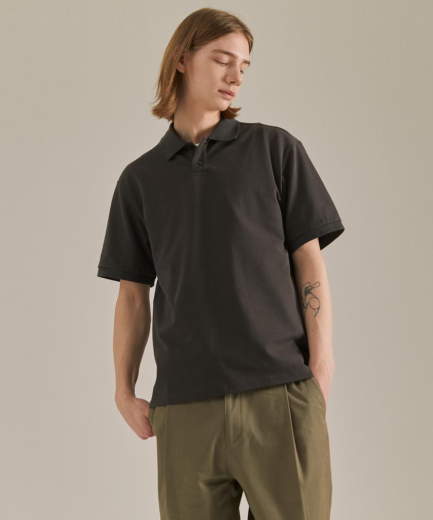 BASIC HOUSE Uni Semi-Overfit Pique Polo Shirt Dark Grey Lyts3104
